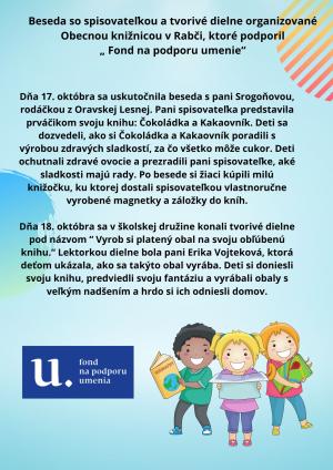 Beseda so spisovateľkou a tvorivé dielne 1
