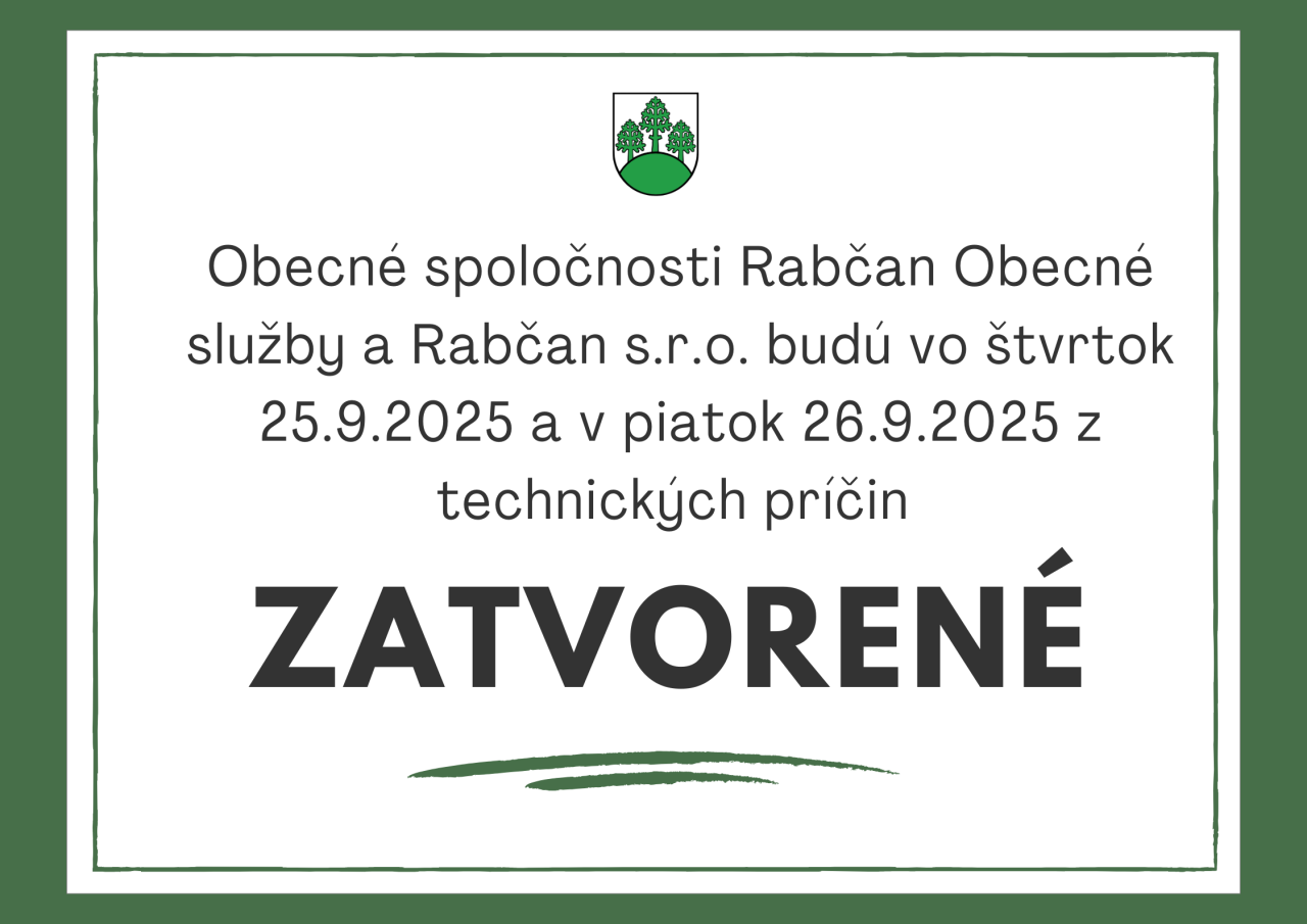 OZNAM - Oficiálna stránky obce Rabča